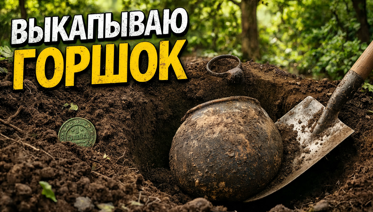 Выкапываю горшок и монеты